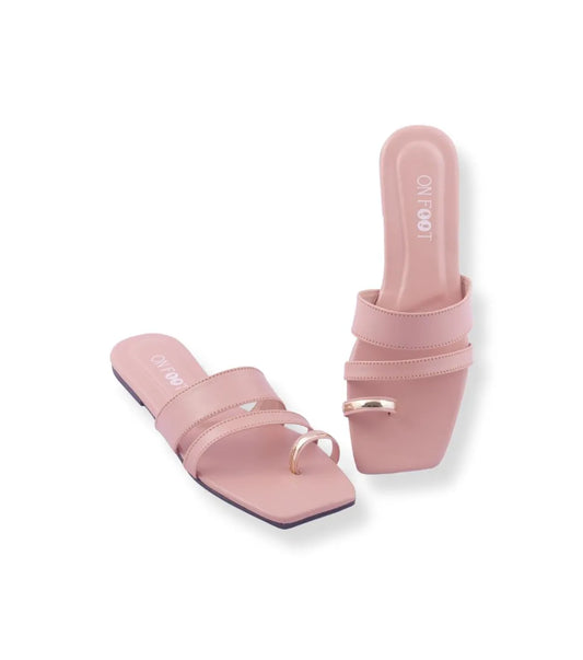 Elegant Pink Embroidered Flats