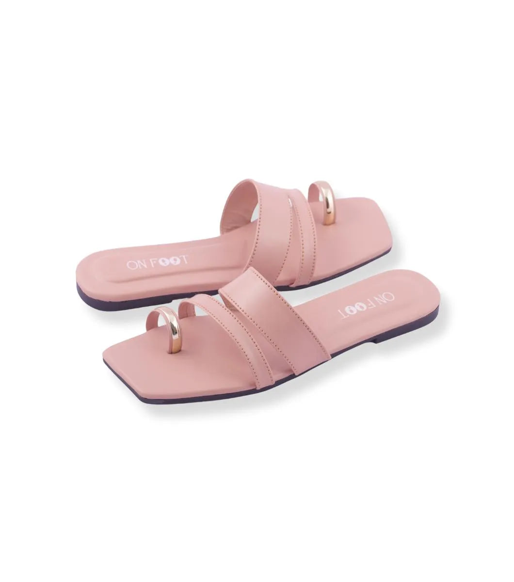 Elegant Pink Embroidered Flats