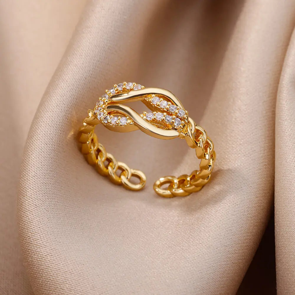 Luxe Heart Golden Hug Minimalist Adjustable Rings
