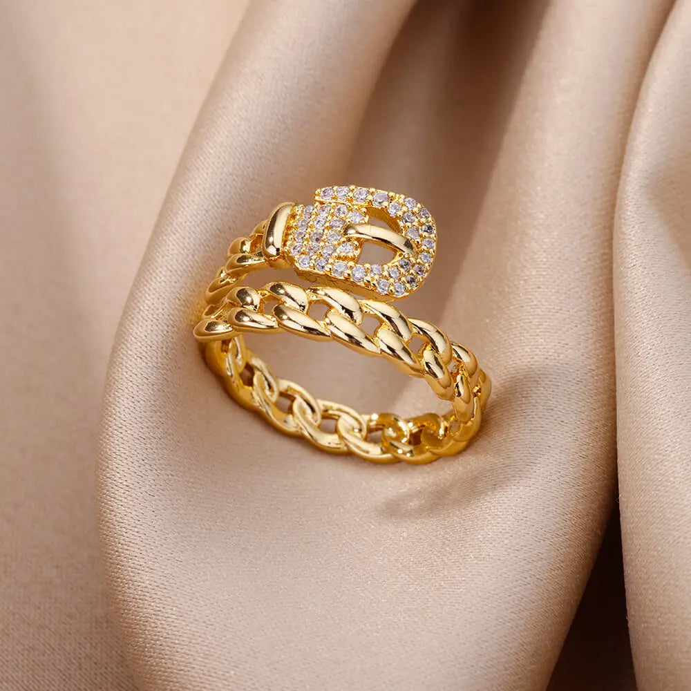 Luxe Heart Golden Hug Minimalist Adjustable Rings